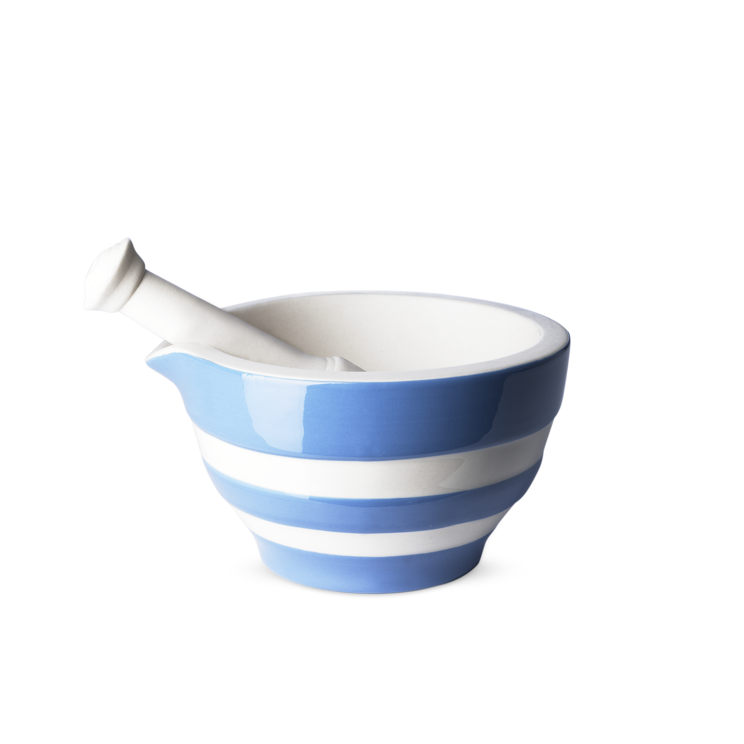 Cornishware Blue and White Stripe Stoneware Mortar and Pestle
