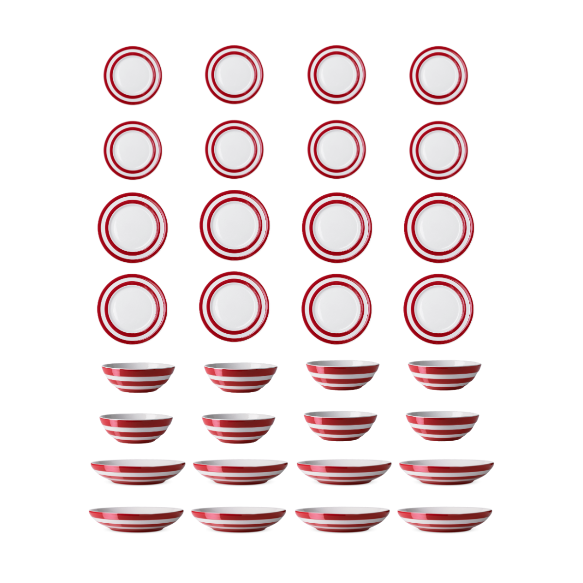 Cornish Red 32 Piece Plate & Bowl Set | Cornishware® | Classic