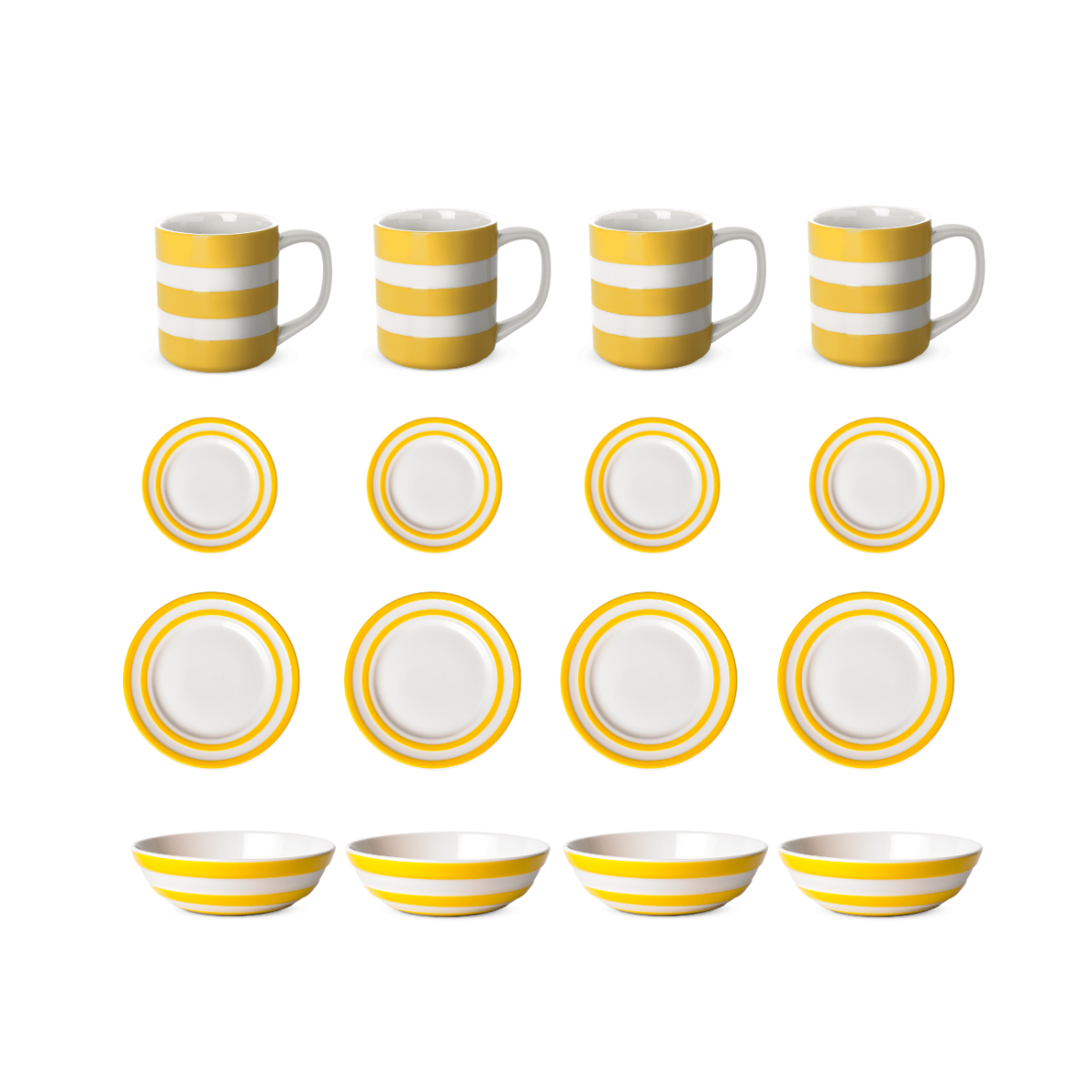 Cornish Yellow 16 Piece Dinner Set with Mugs Cornishware Classic British Kitchenware by T.G. Green Sets