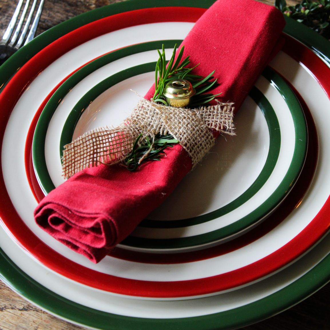 Adder Green & Cornish Red 16 Piece Plate & Bowl Set | Cornishware